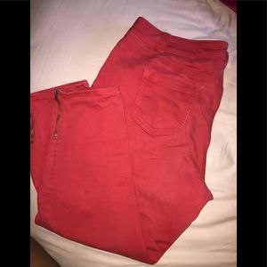 Red Pants with Zipper on the bottom